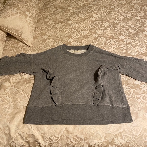 Gray Madewell Ruffle Pullover Sweatshirt - Picture 2 of 6